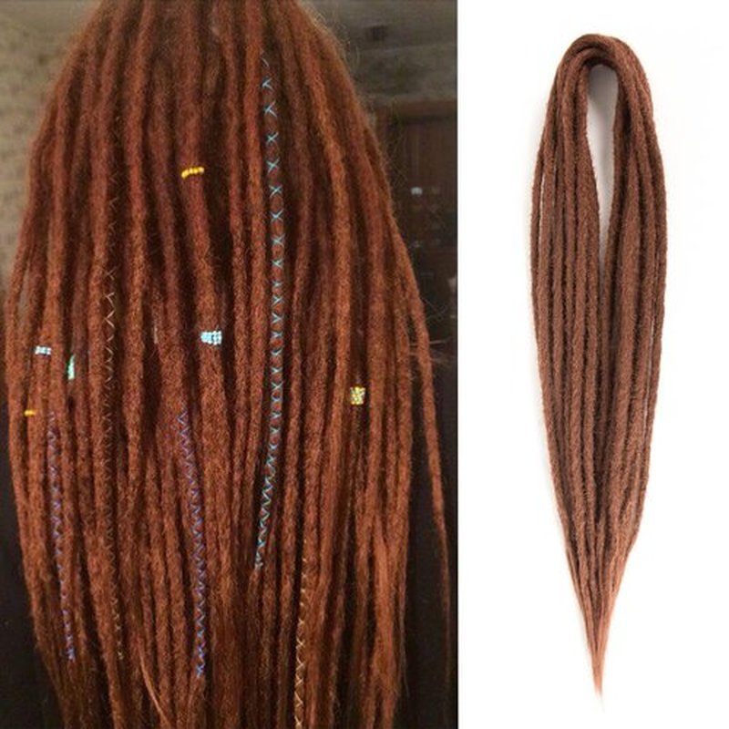 Double Ended Dreadlock Extensions 0.6CM Diameter Synthetic Hair 24Inch 10Strands Reggae Braids Hip-hop Style(Double Ended 10trands,30)