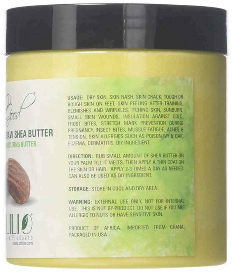 SmellGood - Pure Unrefined Shea Butter, totally natural and organic, yellow color, packed in 16 oz Jar, 6 Units