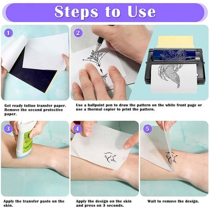Tattoo Stencil Transfer Paper - Usiriy 25 Sheets Tattoo Stencils Thermal Paper A4 Size 4 Layers Tattoo Tracing Paper for Tattooing to Skin Printable Temporary Tattoo Transfer Paper Transfer Kit
