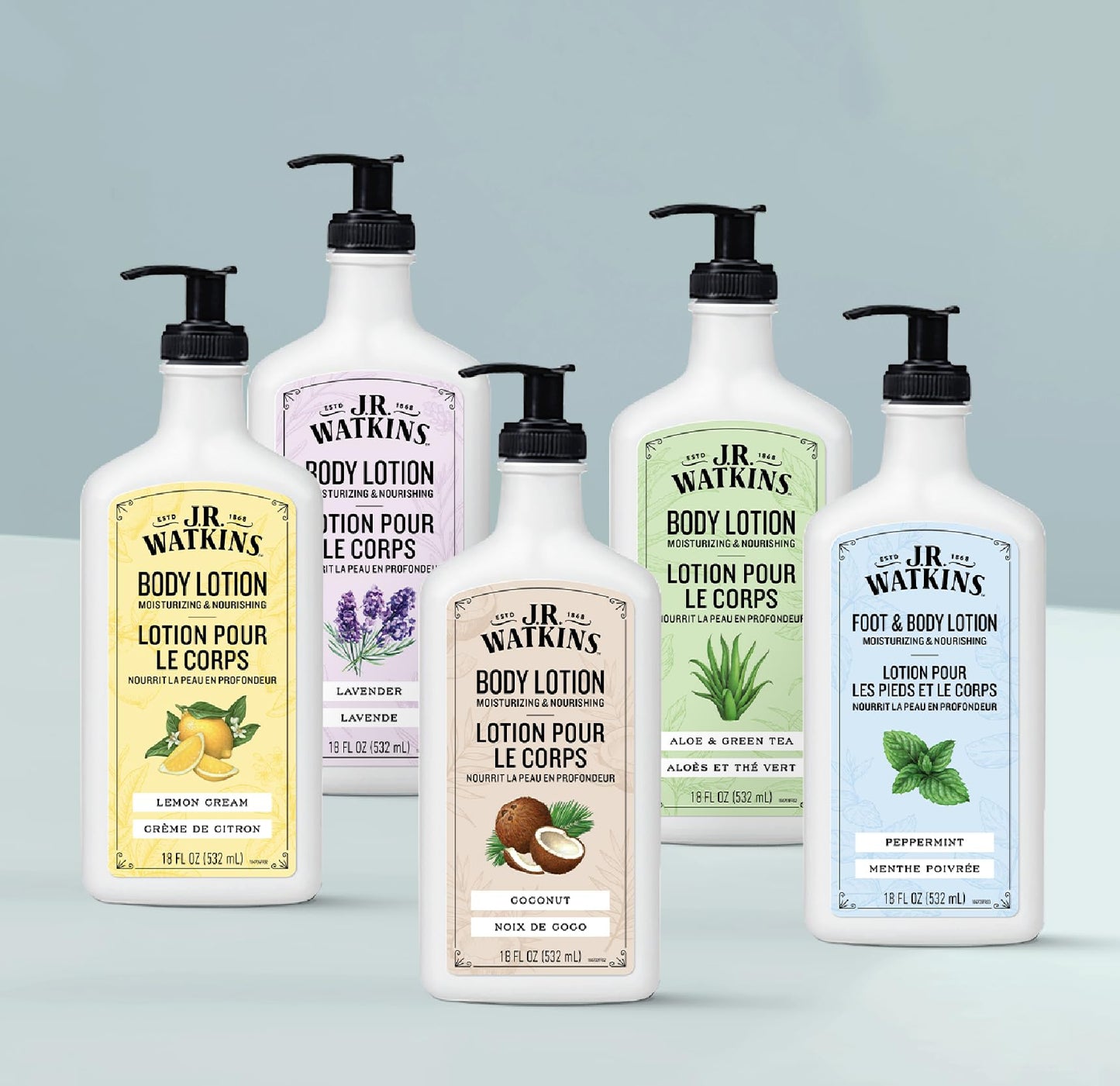 J.R. Watkins Daily Moisturizing Body Lotion, Lemon Cream, 18 fl oz, 2 Pack