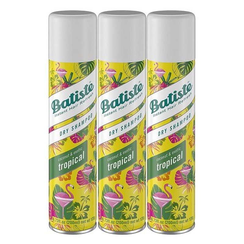 Batiste Dry Shampoo, Tropical Fragrance, Refresh Hair and Absorb Oil Between Washes, Waterless Shampoo for Added Hair Texture and Body, 6.73 OZ Dry Shampoo Bottle, 3 Pack