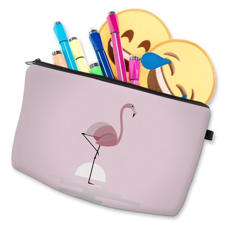 LOOMILOO Small Makeup Bag Pink Flamingo Cosmetic Bags for Women Cute Women Toiletry Bag (51070)