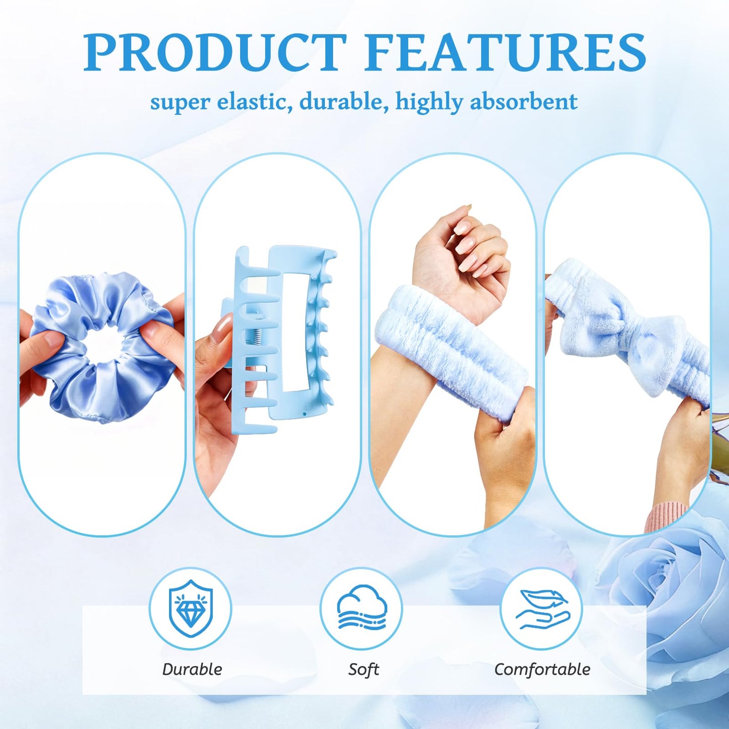 ZAHAT Skincare Headband Set with Face Wash Wristbands, 6PCS Gift for Women