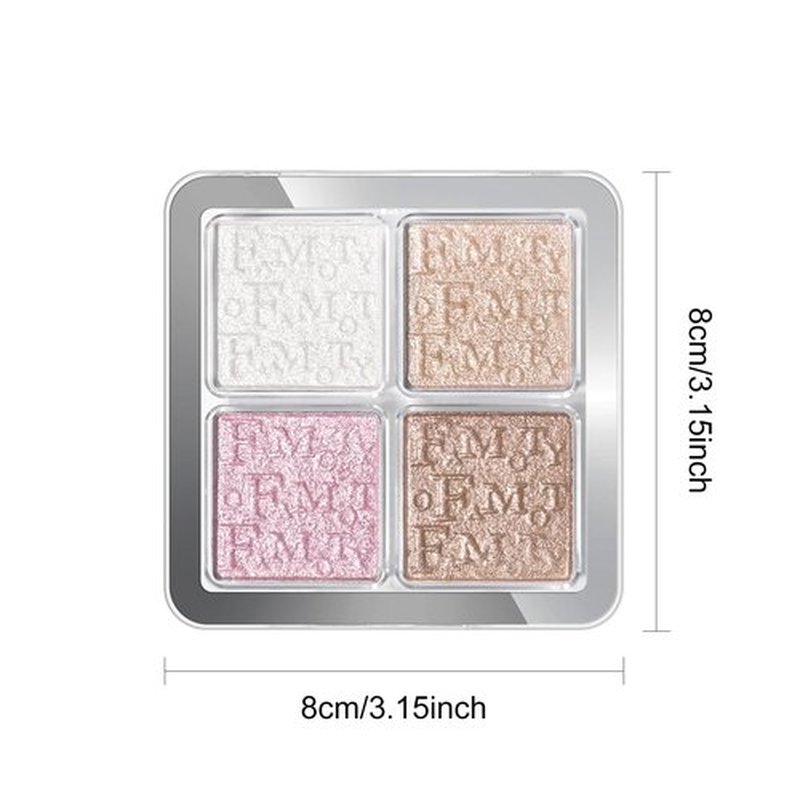 KYDA Baked Powder Highlighter, 4 Color Shimmer Glow Illuminating Powder Palette, Long lasting Face Highlighter Bronzer Makeup Palette for Girls Women-#02