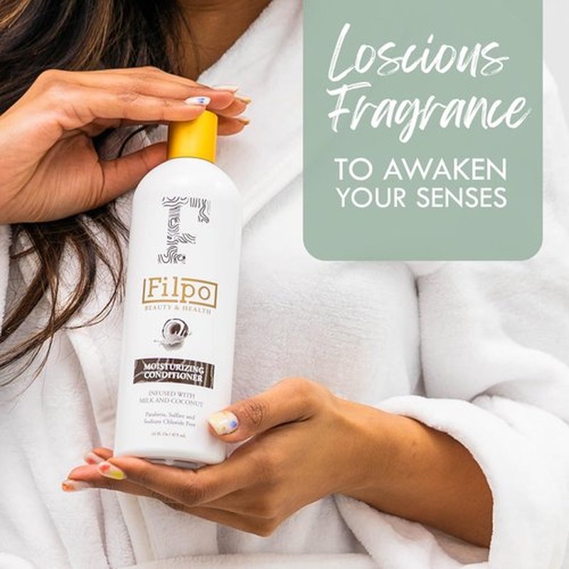 FILPO Coconut Milk Conditioner with Argan Oil - Sulfate-Free, Coconut-Infused Formula for Curly and Damaged Hair