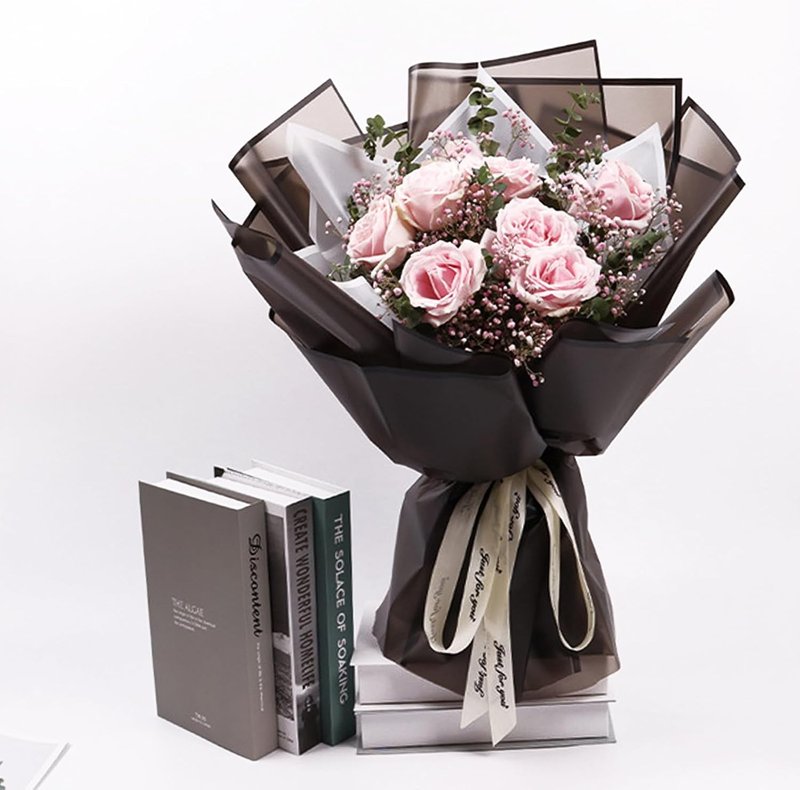 Flower Wrapping Paper - Waterproof Black Floral Sheets for DIY Crafts | Perfect for Weddings, Valentine's Day & Birthdays