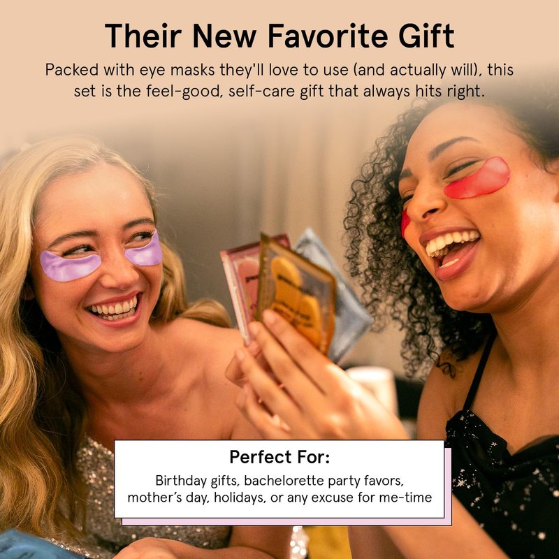 Under Eye Mask Variety Pack - 18 Pairs of Gel Patches for Dark Circles | 6 Colors, Vegan Gift Set for Women