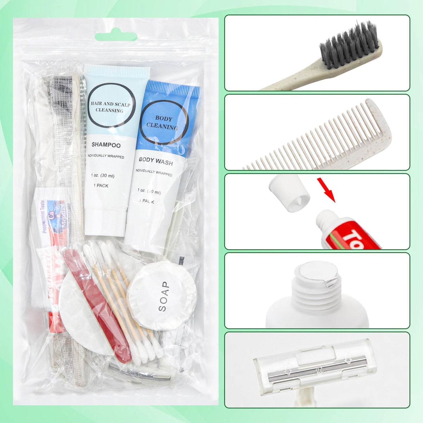 Toiletry Kits Homeless Personal Hygiene Care Package Kits Supplies In Bulk, Disposable Travel Size Essential Women Men Toiletries Set for Hotel, Charity, Camping, Travel (5 Pack)