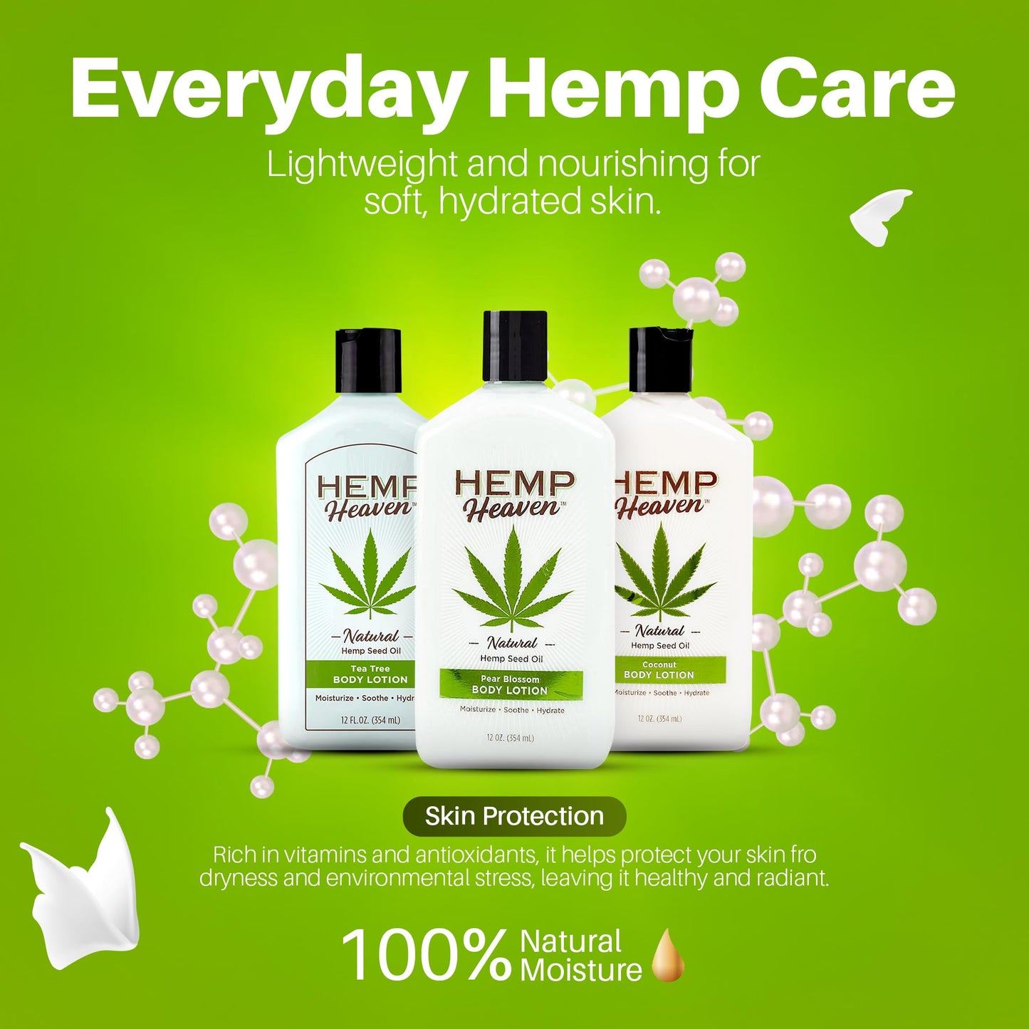 Hemp Heaven Hemp Lotion - Lotion Pear Blossom Scent - Natural Hemp Seed Oil, Paraben-Free, 12 oz, Made in USA, Nourishing for Men & Women, EWG Verified, Anti-Aging