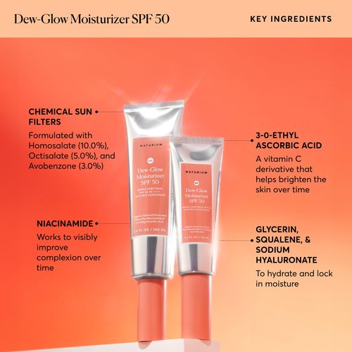 Naturium Dew-Glow Moisturizer SPF 50 PA++++ Jumbo, Daily Moisturizing Sunscreen & Face Primer, Skin Protector with Dewy Finish, 3.4 oz