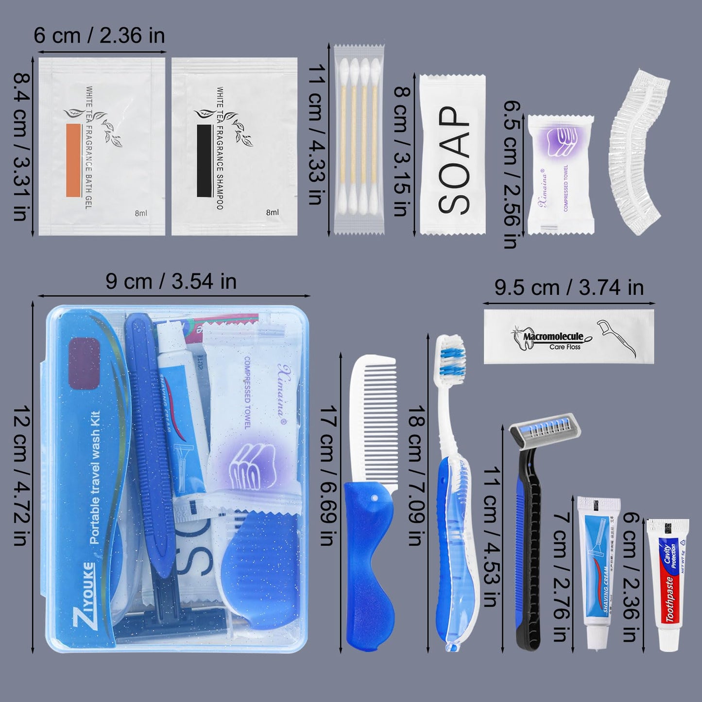 Hygiene Kit Bulk, Folding Design, Individually Boxed, The Travel Hygiene Kit is Fully Equipped and Clean and Hygienic, Convenience Kits Suitable for Hotel, Home, Travel (48-Pack)