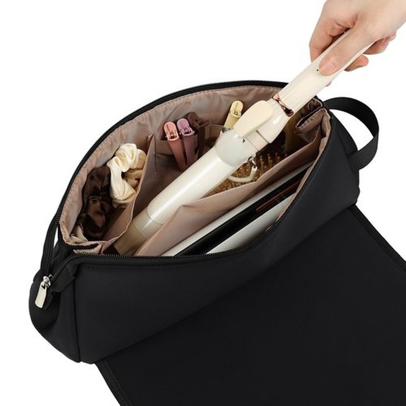 FINDCOZY Hair Tools Travel Bag, Hair Accessory Organizer with Heat Resistant Mat for Curling Iron, Hair Straighteners and Styling Tools, Travel Essentials for women, Black