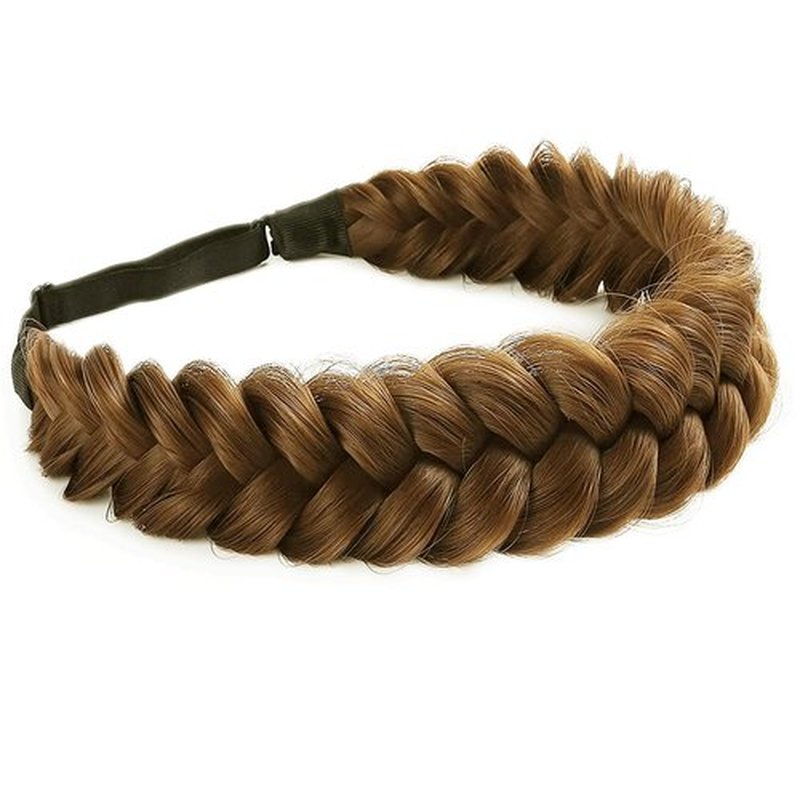 STHEJFB Braid Headband 2 3 Strands combinations Messy Wide Chunky Fluffy Elastic Stretch Hairpiece Braided Headband Women Girl Beauty accessory (Braid pioneer C)