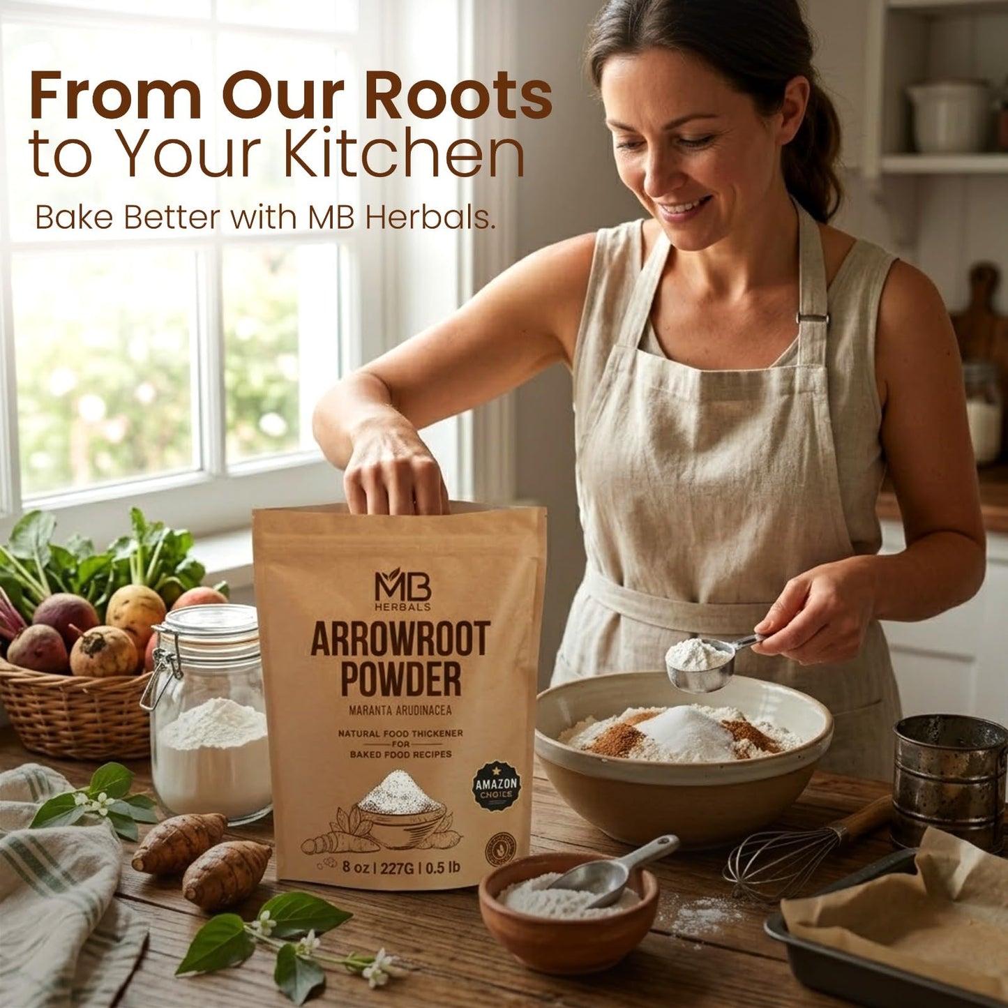 MB Herbals Arrowroot Flour Powder 1 LB | Arrowroot Starch 16 oz / 454g for Baking Cornstarch Substitute | Gluten Free Natural Thickener | No Preservatives