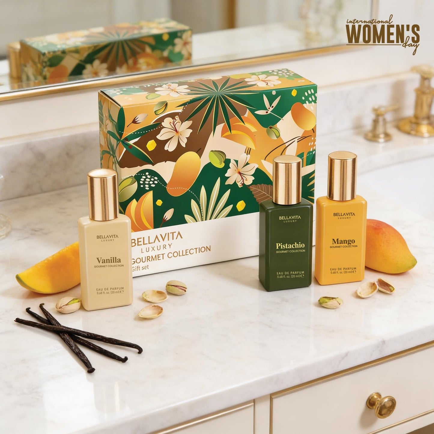BellaVita Gourmet Perfume Gift Set | Vanilla, Mango & Pistachio