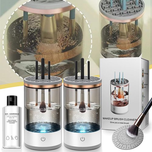 BeautySwirl - Cosmetic Brush Cleaner, The Cozy Luna Makeup Brush Cleaner Beauty Swirl Electric Cosmetic Brush Cleaner Cozy Luna Rechargeable Automatic Spinning for All Size Makeup Brush (2sets)