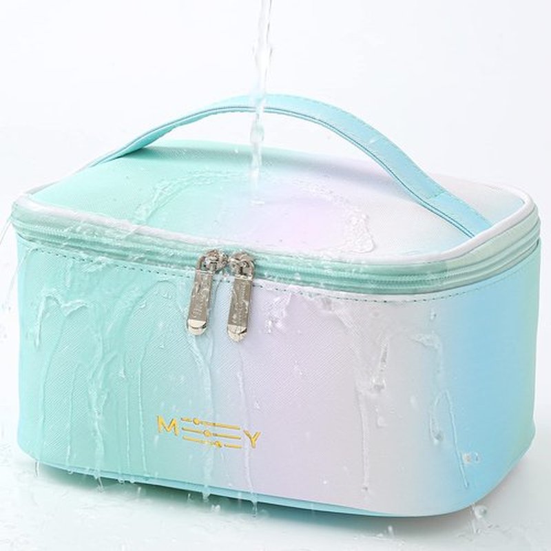 Gradient Makeup Bag Small Cosmetic Bags for Women Ladies Zipper Pouch Makeup Organizer Waterproof Cute Green Pink Blue(Rainbow Green)