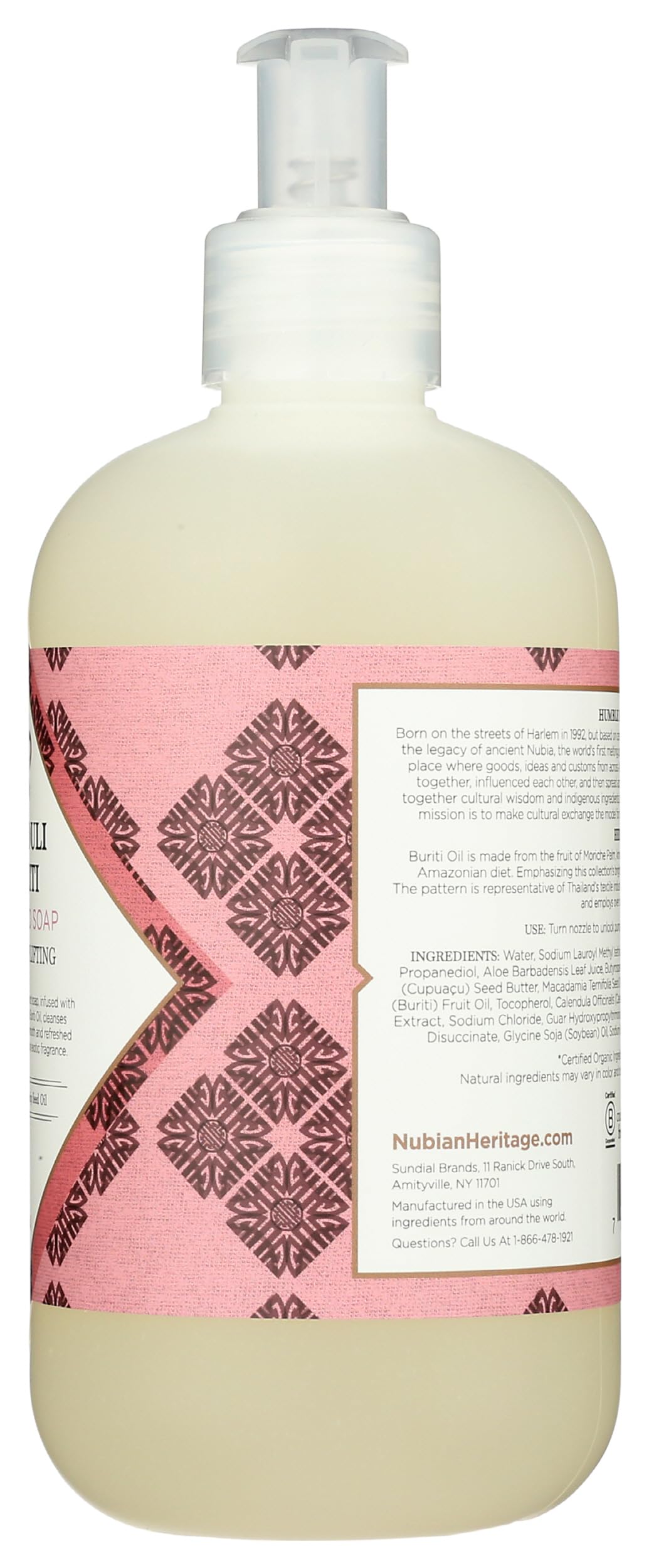 NUBIAN HERITAGE Patchouli and Buriti Liquid Hand Soap, 12 FZ