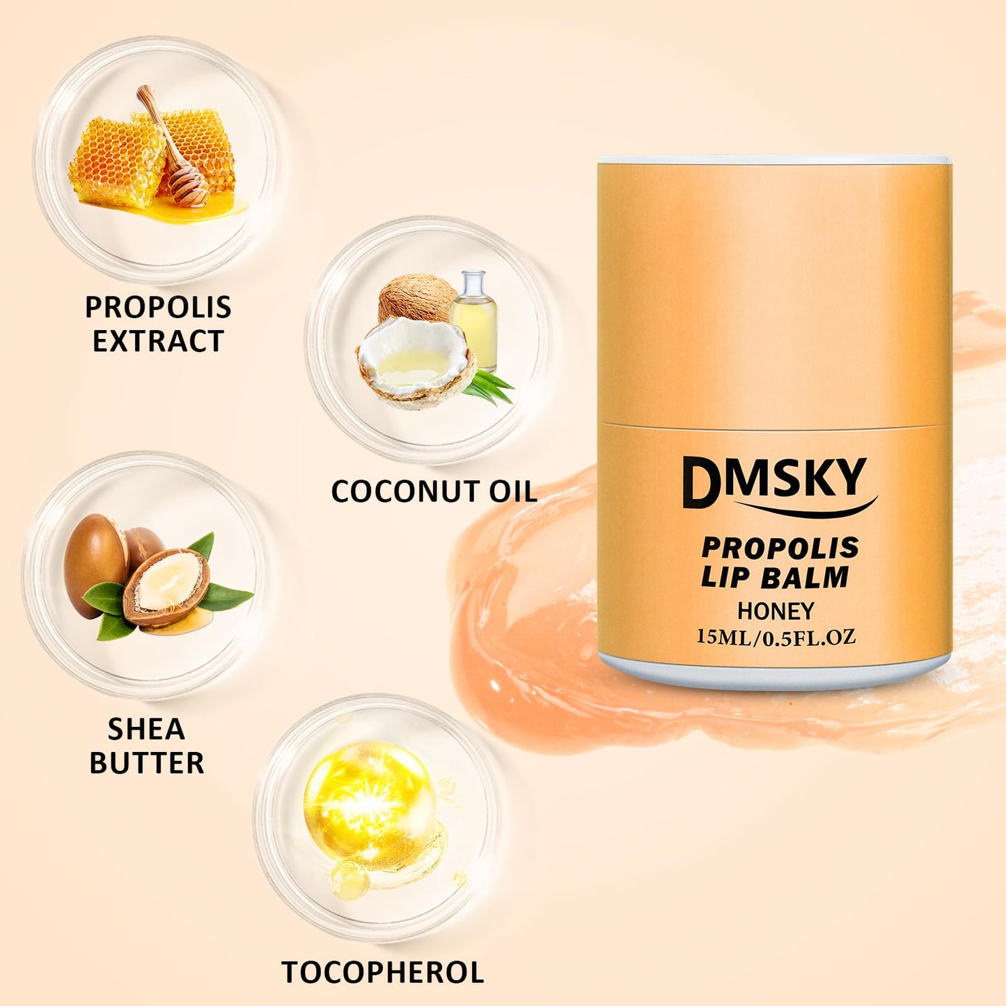 DMSKY Lip Sleeping Mask Set 8 Pack, Lip Butter with Propolis and Vitamin E, Lip Balm for Dry Lips, Reduce Lip Lines and Improve Lip Color
