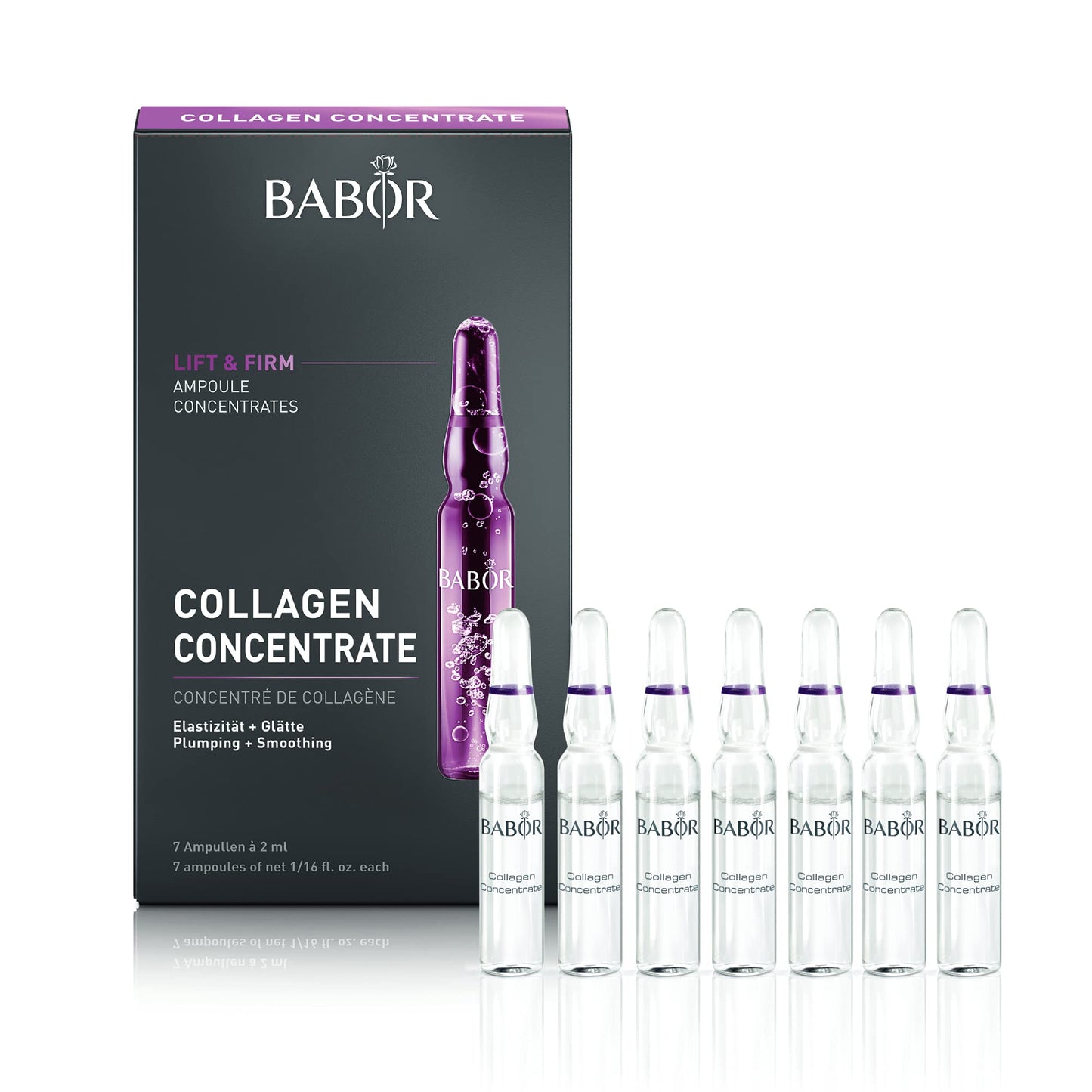 BABOR Collagen Concentrate Ampoule Serum Concentrate, with Tripeptides, Biosaccharides, Aloe Vera, to Firm and Plump, Vegan