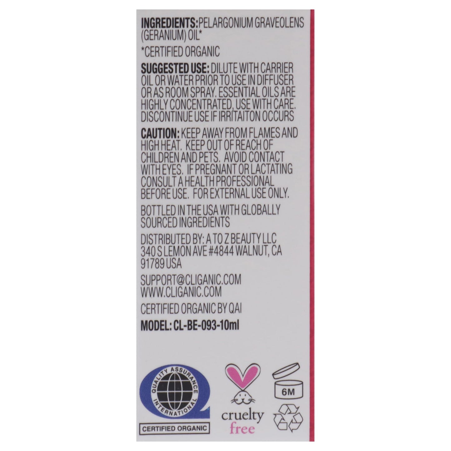 Cliganic Organic Geranium Essential Oil, 100% Pure Natural for Aromatherapy | Non-GMO Verified
