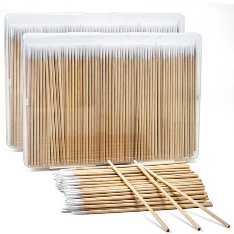 800PCS Pointed Cotton Swabs with Storage Case - Precision Tip Cotton Swabs with Wooden Sticks - Microblading Cotton Swab 4 inch - Cotton Swabs for Makeup, Tattoo Permanent Supplies