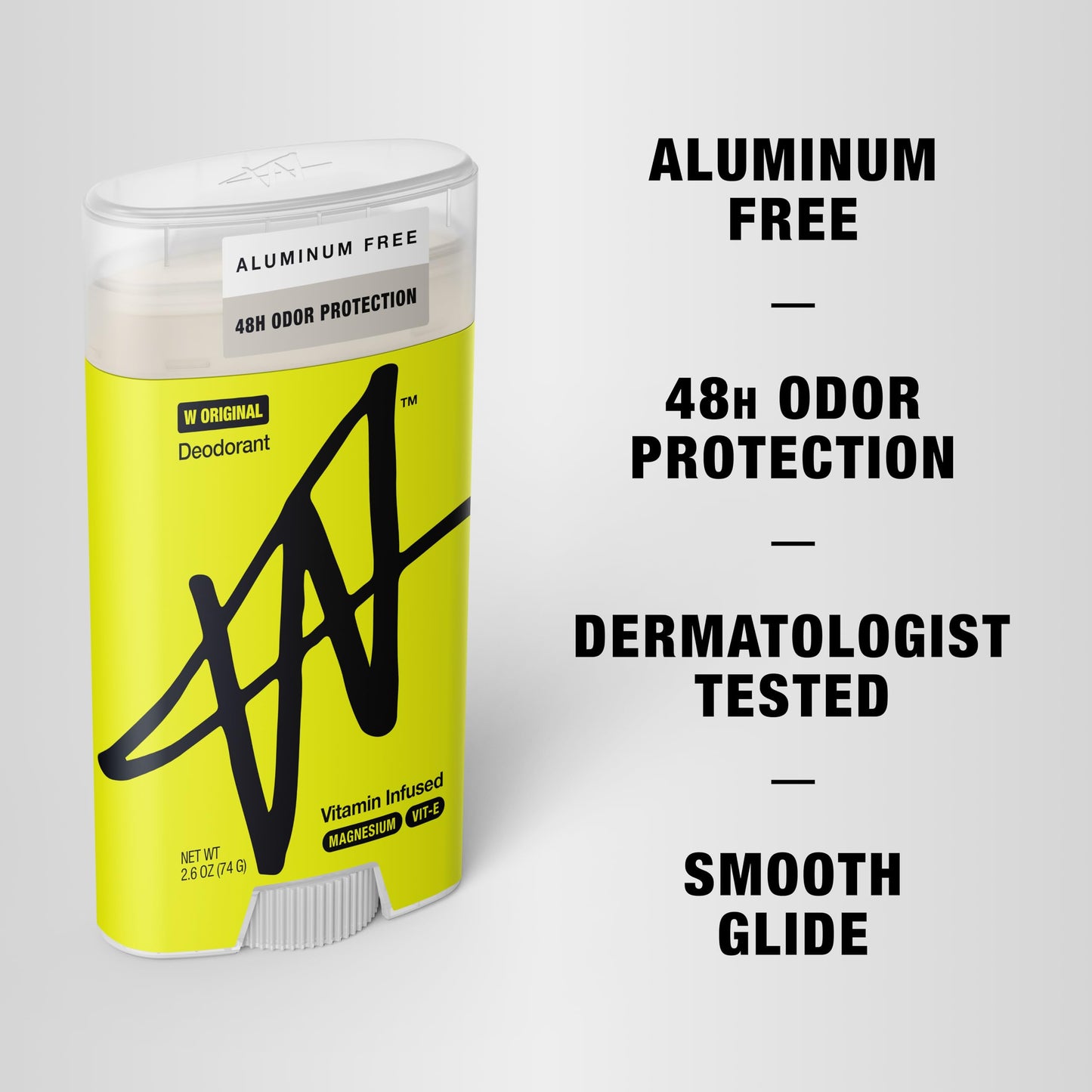 W By Jake Paul Men's Aluminum-Free Deodorant, Sensitive Skin Friendly, Dermatologist Tested, Vitamin-Infused Deodorant for Men, Original Scent, 2.6 oz