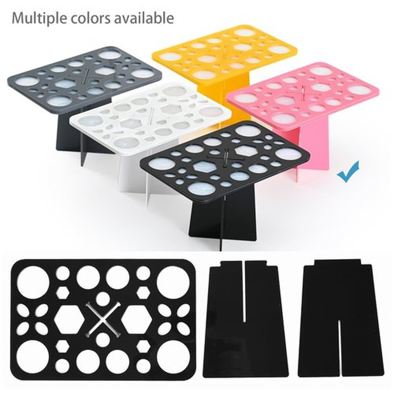 Luckyiren Makeup Brushes Drying Rack, Brushes Dryer, Collapsible 28 Slot Acrylic Brush Holder Stand Tree Tray Support Display for Makeup Lovers Artist Nail Brushes Paintbrushes