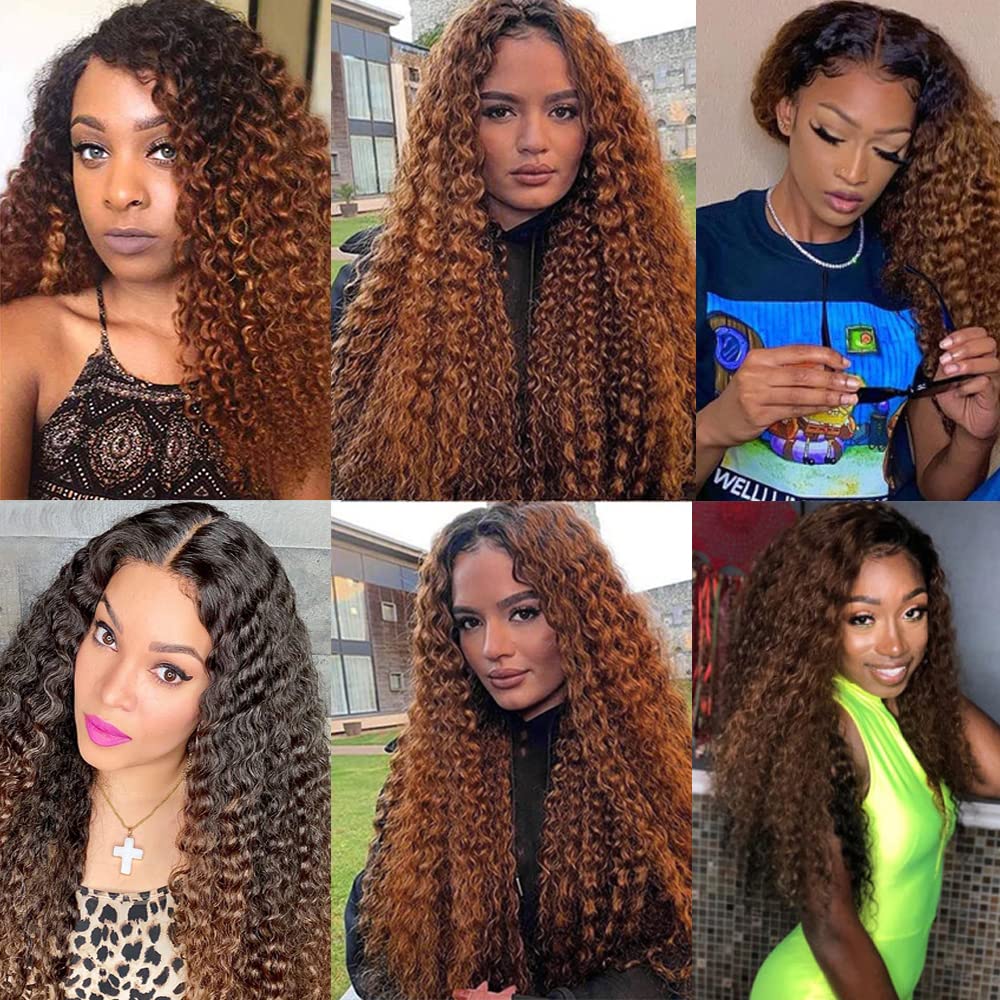 Ombre Water Wave Bundles 1b/30 Bundles Human Hair Weave 12 14 16 Inch 1B/30 Water Wave Bundle Human Hair 8A Brazilian Virgin 2 Tone Black and Brown Water Wave Bundle