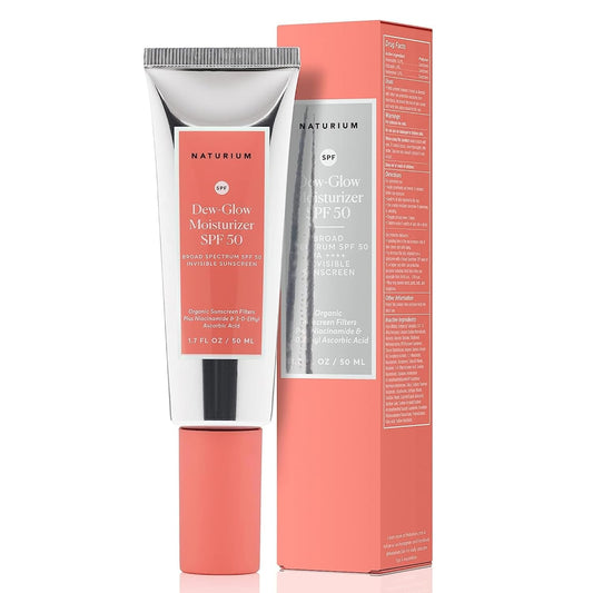 Naturium Dew-Glow Moisturizer SPF 50 - Daily Sunscreen & Face Primer | 1.7 oz, Dewy Finish