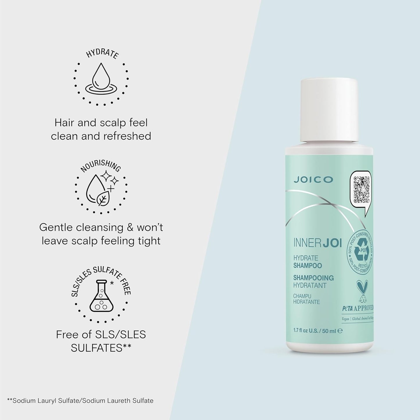 Joico InnerJoi Hydrate Shampoo | For Dry Hair & Scalp | Sulfate & Paraben Free | Naturally-Derived Vegan Formula