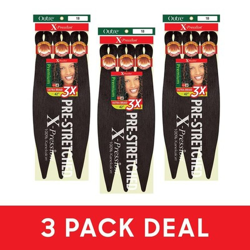 [3 PACK DEAL] Outre X-PRESSION Ultra Braid Pre-streteched Braid 42" 3X (3 Packs, Forsythia)