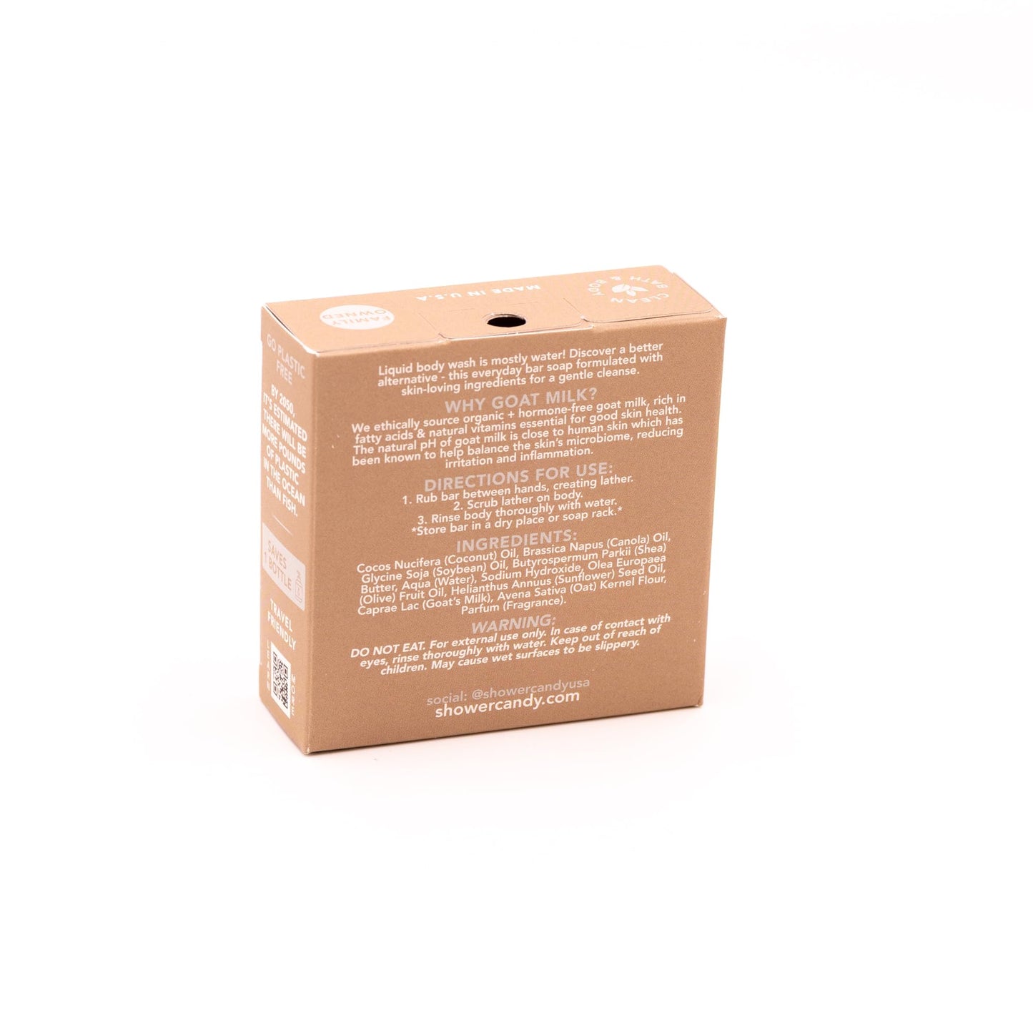 Shower Candy Classic Oatmeal Bar Soap - 5.0 oz Natural Body Wash Bar - Made in USA - Goat Milk, Shea Butter, Oatmeal and Olive Oil