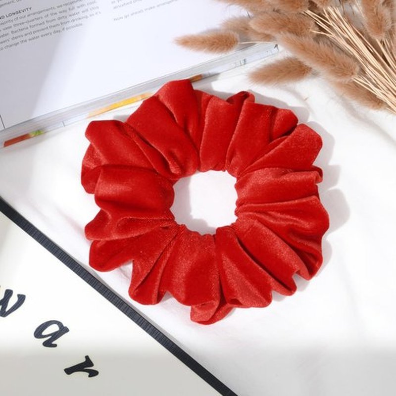 CEELGON Red Big Velvet Scrunchie 6.5 Inches Jumbo Scrunchies Hair Ties Oversized Ponytail Holder for Thick Curly Hair Extra Large Hair Accessories for Women (Red)