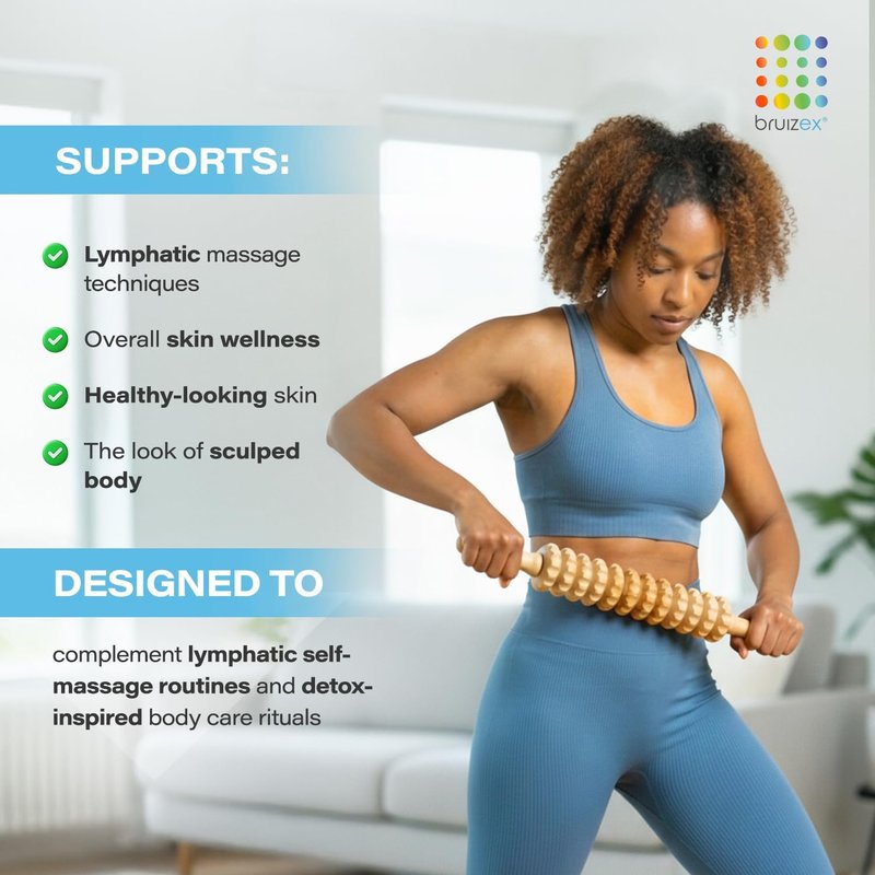 Wood Therapy Massage Tool - Lymphatic Drainage Roller Stick for Leg, Back & Thigh Muscle Relief | Post Liposuction & Fibrosis Treatment