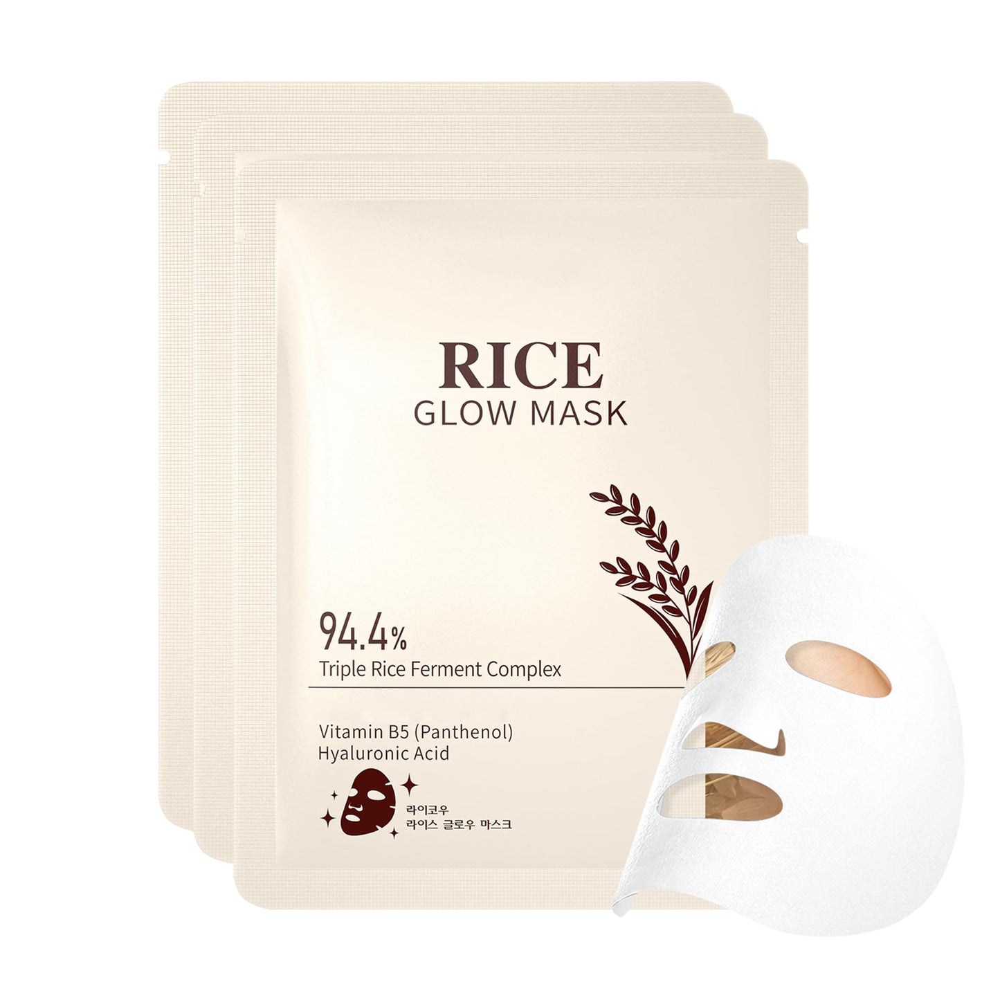 BEUKING Rice Glow Mask with 94.4% Fermented Rice Extract – Skincare Face Mask for Moisturizing Skin, Deeply Hydrating Overnight Facial Mask with Hyaluronic Acid for Women