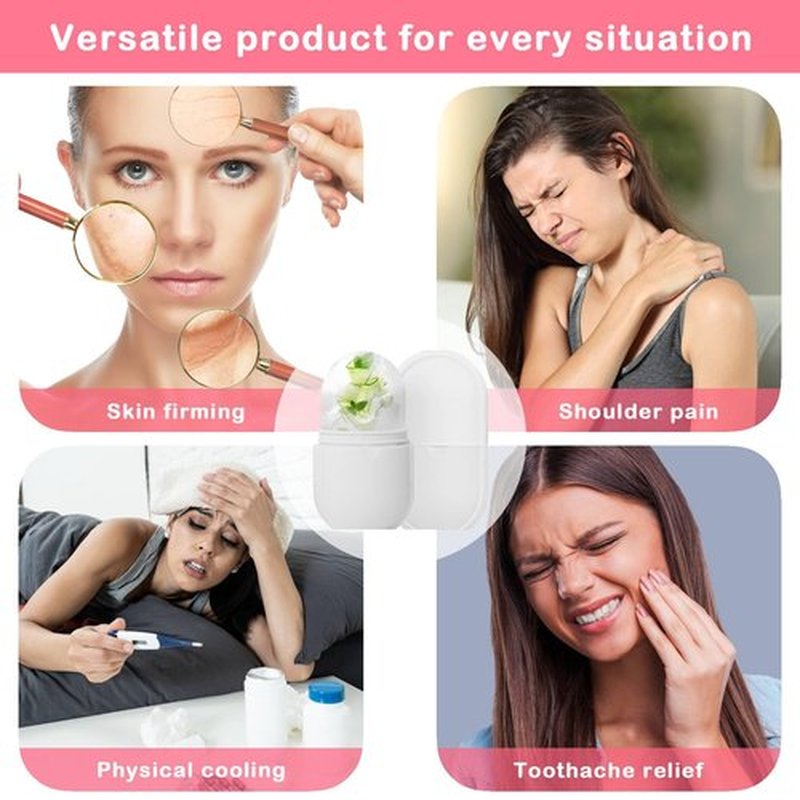 KOGITI Ice Mold for Face, Ice Roller for Face & Eye, Beauty Facial Ice Rollers Ice Holder Mold Face Puffiness Relief Massage Skin Care Tools, Ice Facial Cube (New-White)