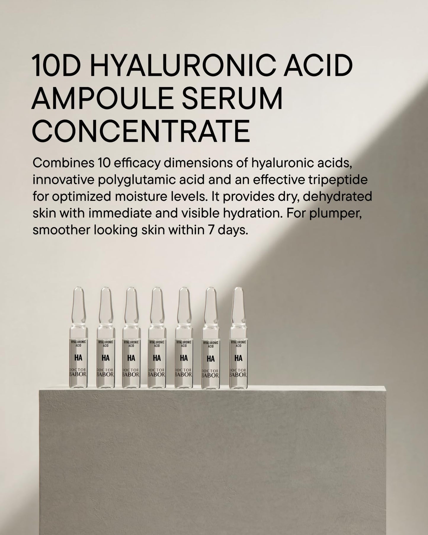 DOCTOR BABOR Hyaluronic Acid Power Serum Ampoule, Moisturizing Skincare Capsule, Hyaluronic Acid & Tripeptide Serum Deeply Hydrates, Increase Radiance & Luminosity, 7 Day Treatment