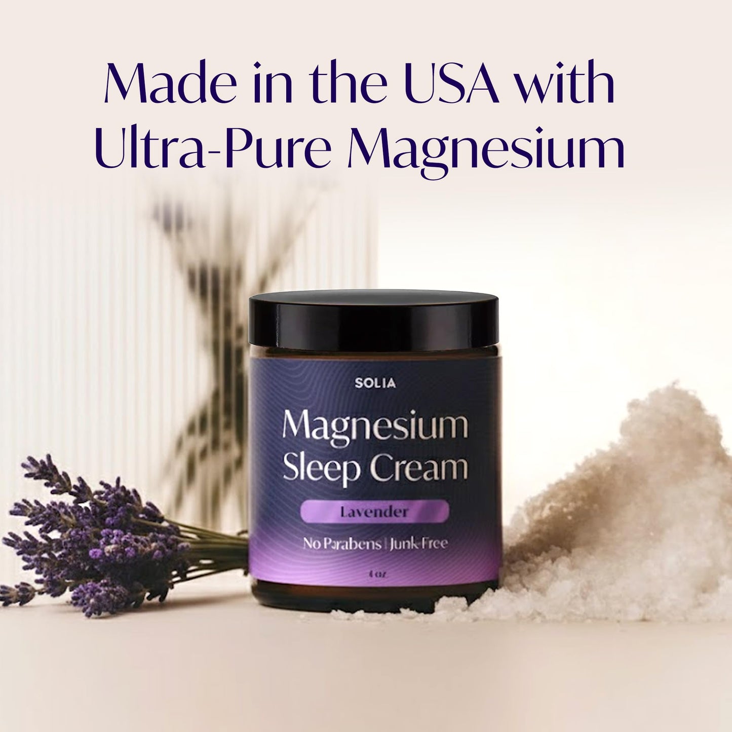 Solia Magnesium Lotion – Lavender Scent – 4oz – USA Made