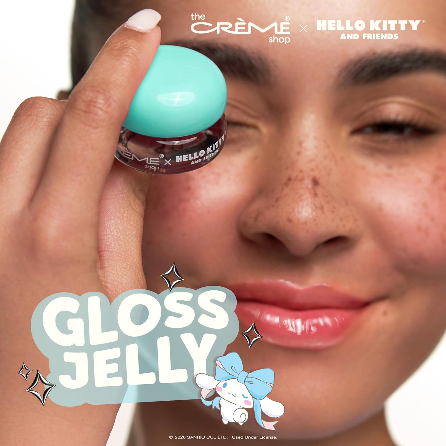 The Crème Shop x Cinnamoroll Gloss Jelly Lip Glaze Tinted Lip Balm, Peptide and Shea Butter for Plump Lips, Moisturizing & Glossy Shine (0.12 oz)- Crystal Blue