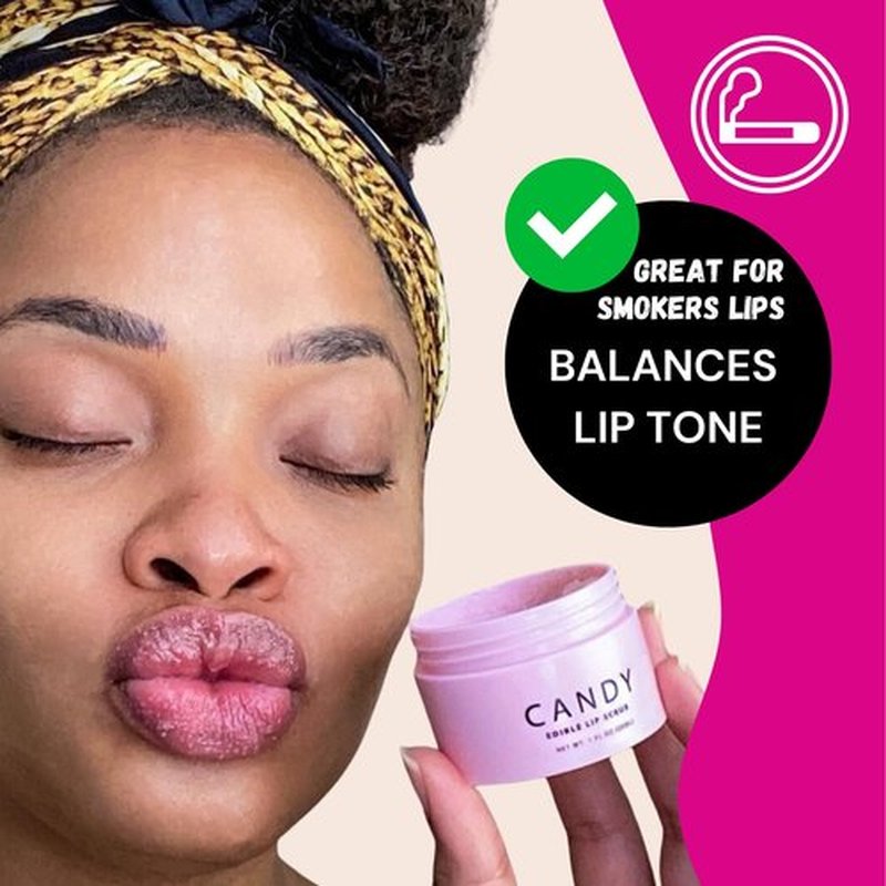 Minimo Candy Lip Exfoliator Scrub & Moisturizer - Lip Scrubber Exfoliator- Lip Brightening For Dark Lips Smoker| Removes Dead Skin from Dry Chapped Lips - Nourishes & Hydrates(1 oz) Pack Of 2