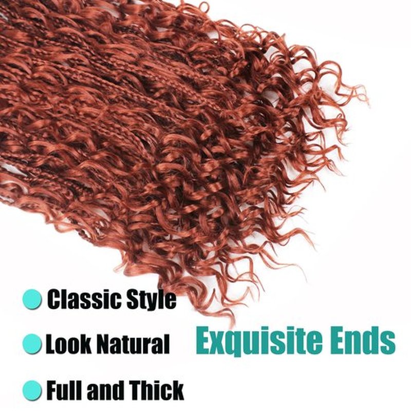 9 Pack Boho Box Braids Crochet Hair - 18 Inch Pre-looped Goddess Box Braids Crochet Hair Bohemian Crochet Boho Crochet Braids With Curly Ends Synthetic Crochet Hair For Women（18 Inch,350#)