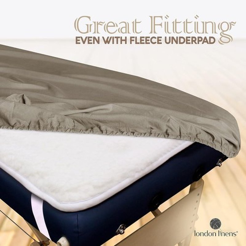 LONDON LINENS Soft Microfiber Massage Table Sheets Set 3 Piece Set - Includes Massage Table Cover, Massage Fitted Sheet, and Massage Face Rest Cover (Walnut), Pack of 2