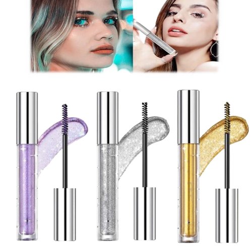 Question Beauty Glitter Mascara, Sparkle Mascara for Eyelashes, Questionbeauty Glitter Mascara, 4D Glitter Lash Mascara for Women Waterproof (Gold+Purple+Silver)