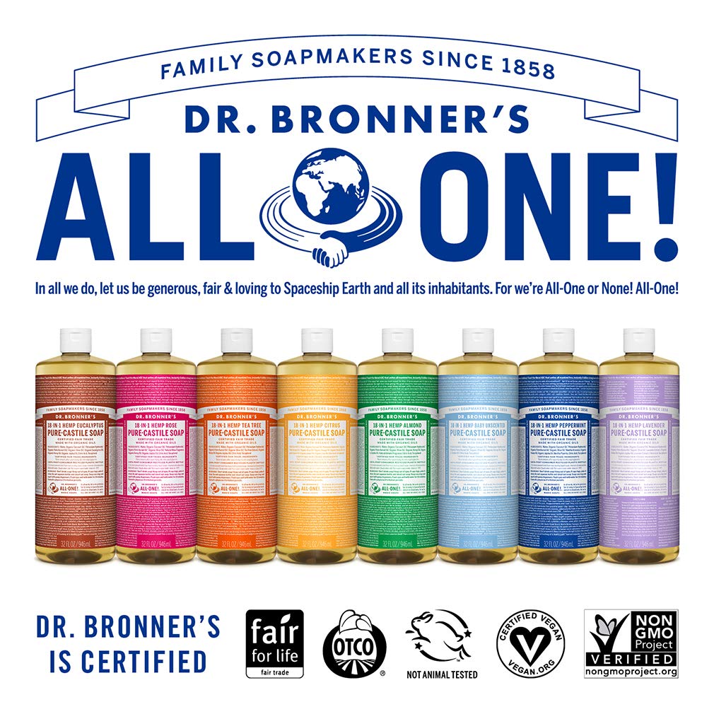 Dr. Bronner's Eucalyptus Pure-Castile Liquid Soap - 32 oz Organic, Vegan, 18-in-1 Uses