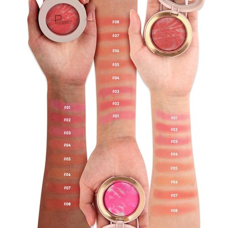 Baked Brighten Blush Powder, Marbleized Blush & Highlighter, Shimmery Powder Blush for Cheeks, Lightweight Creamy Natural Finish, Vegan & Cruelty-free