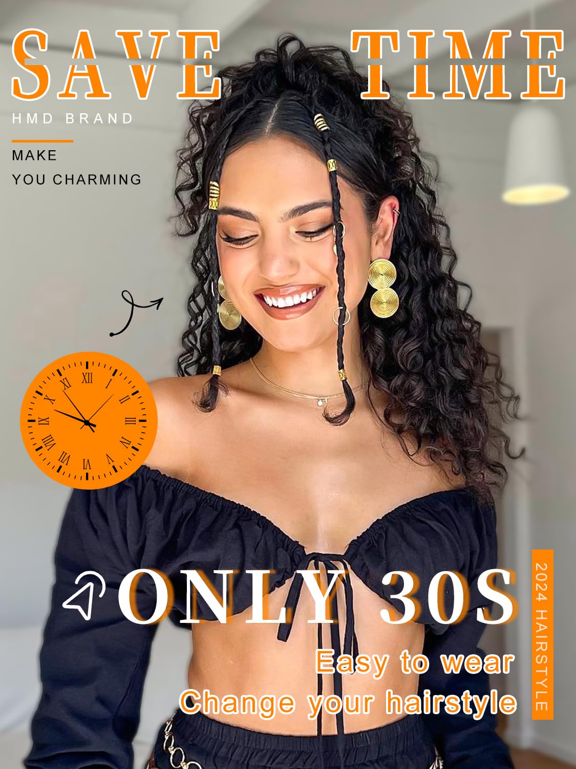 HMD Curly Ponytail Extension Drawstring Ponytail for Black Women Brown Curly Clip in Hair Extensions 18 Inch Ponytail Extension Synthetic Hairpiece for Daily Party