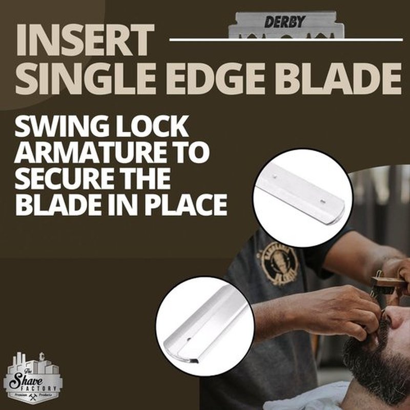 The Shave Factory Straight Edge Razor Kit (Black / 100 Derby Professional Single Edge Razor Blades)