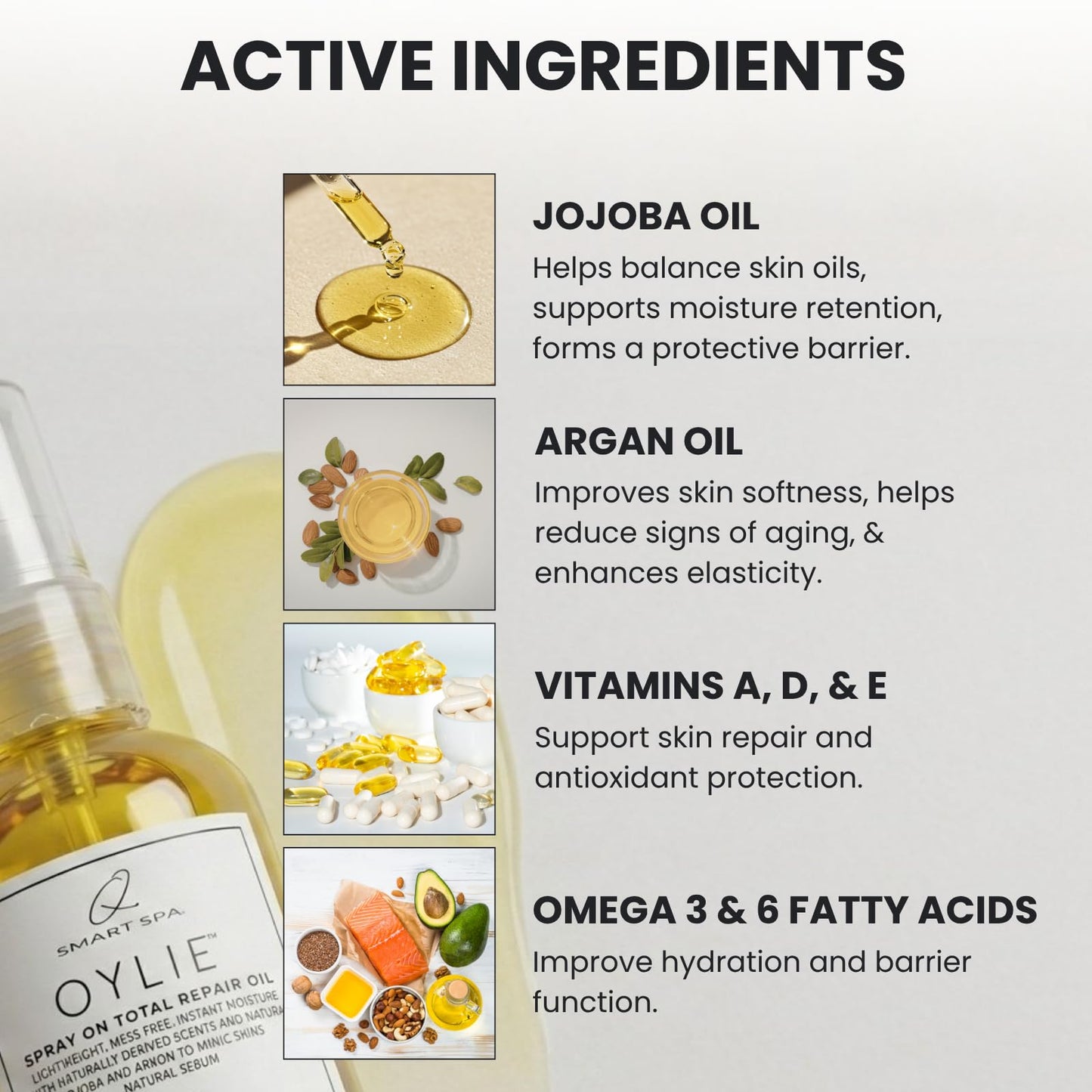 QTICA Oylie Spray On Total Repair Body Oil | Lightweight Spray Oil with Natural Jojoba & Argan Oil for Instant Moisture, Smooth Finish Deep Hydration for Soft Supple Looking Skin 2oz (Exotic Mango)