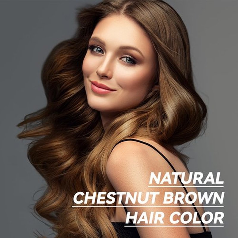 JIESSIA Chestnut Brown Hair Dye Shampoo 3 IN 1, Hair Color Shampoo for Gray Hair Coverage For Women & Men Natural Herbal Plant Semi Permanent Grey Hair Cover Treated, 16.9 Fl Oz